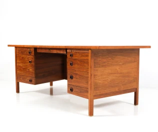 Mid-Century Modern Walnut Executive Desk by Edward Wormley for Dunbar, 1950s